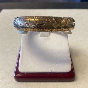 Hayward sterling silver floral etched bangle bracelet
